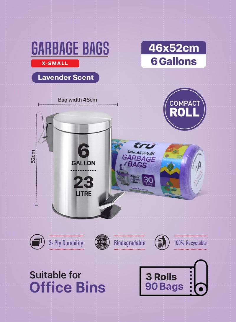 Tru Lavender Scented Garbage Bags Compact Roll 46x52cm - Pack of 3 purple  - Image 4