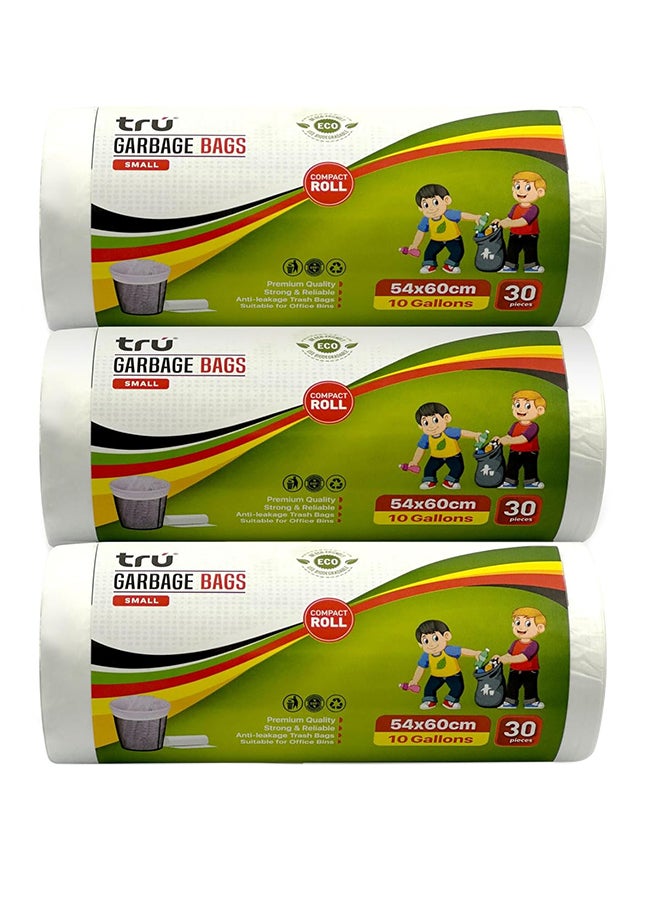 Tru Garbage Bags Compact Roll White 54x60cm - Pack of 3 white  - Image 1