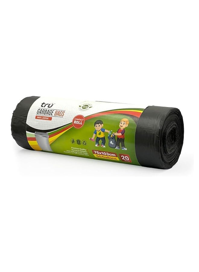 Tru Garbage Bags Roll Black 75x103cm 50 Gallon Mid-Large (Household bags) - 20 Bags black  - Image 2