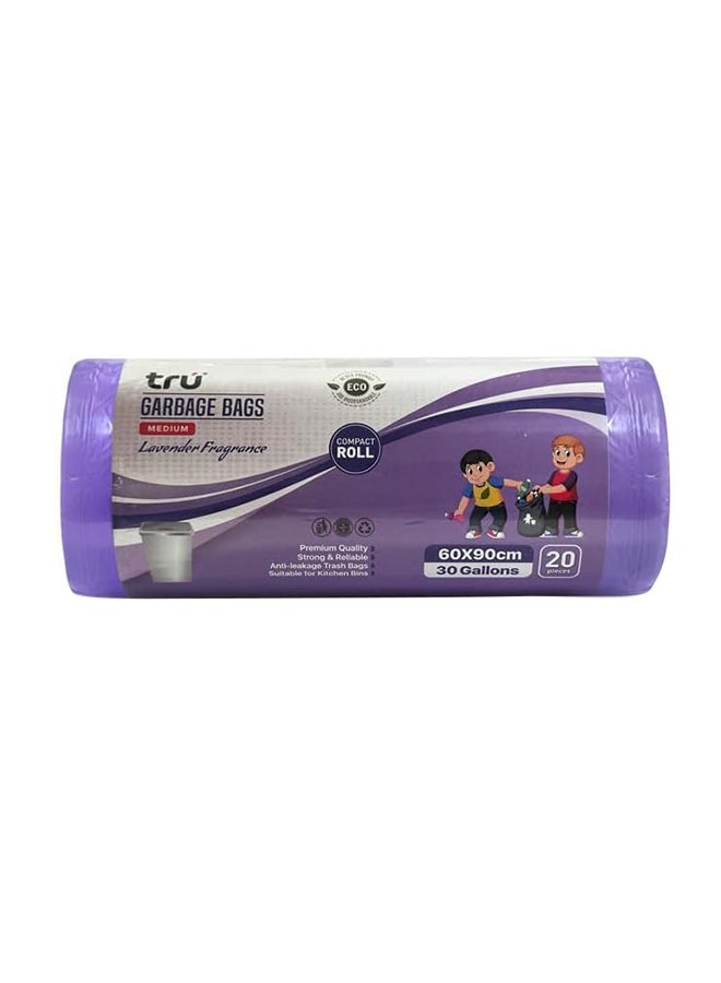 Tru Lavender Scented Garbage Bags Roll 60x90cm 30Gallon 20pc purple  - Image 1