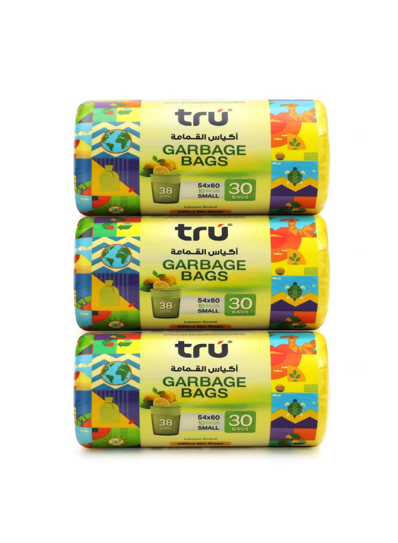 Tru Lemon Scented Garbage Bags Compact Roll 54x60cm - Pack of 3 yellow  - Image 1