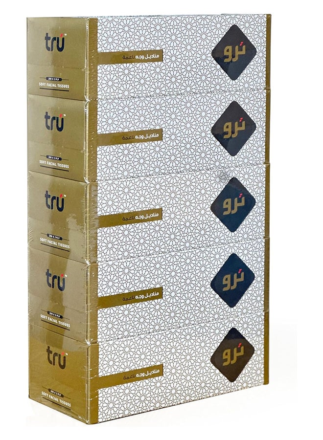 Facial Tissue 200 Pulls X 5 Box white