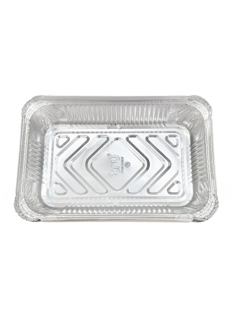 ترو Aluminum Containers with Lid - 8389, 10' Pcs  Size 14cmx 21cmx4cm silver  - Image 4