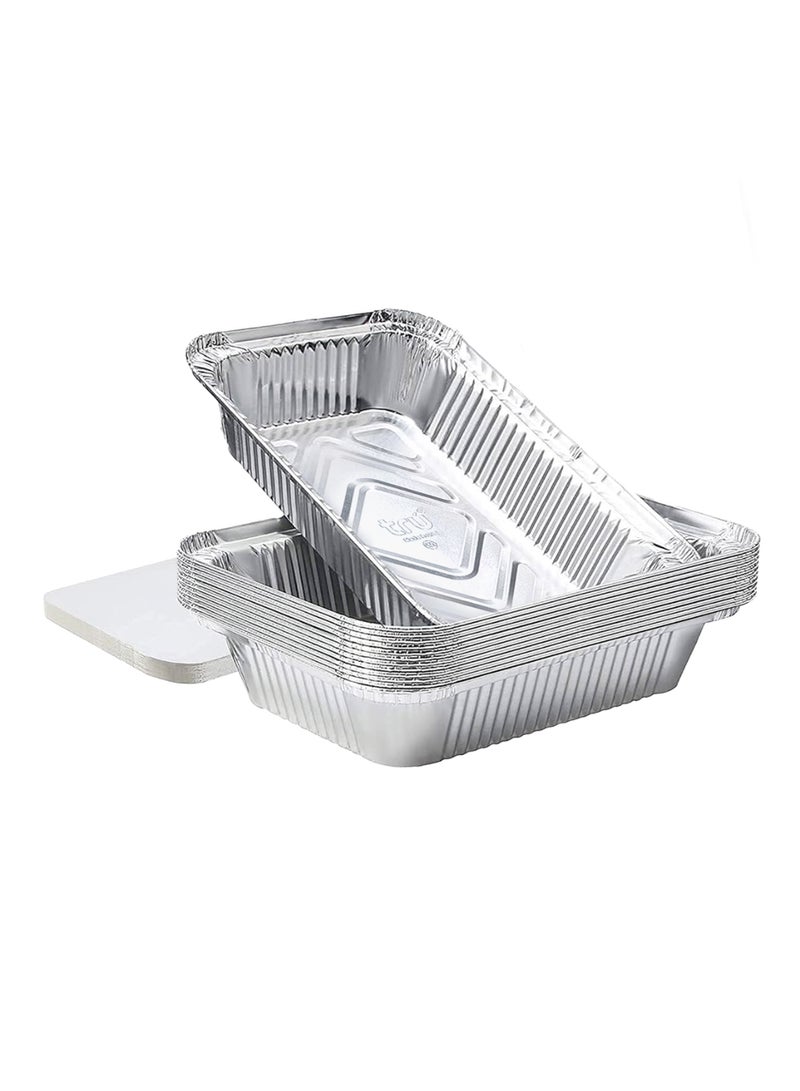 ترو Aluminum Containers with Lid - 8389, 10' Pcs  Size 14cmx 21cmx4cm silver  - Image 3