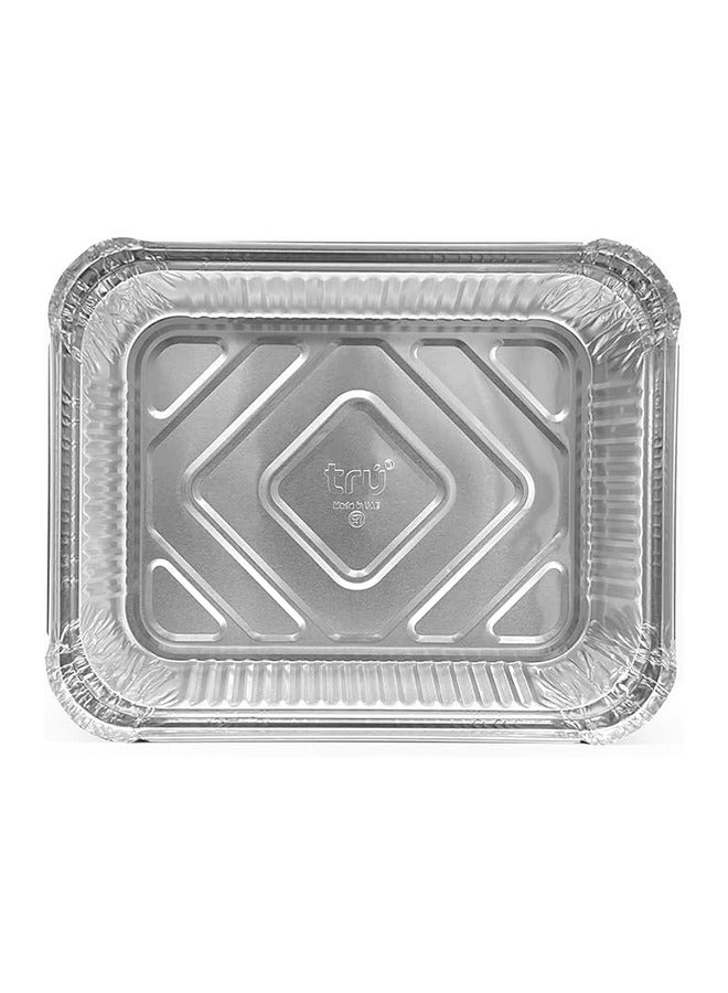 ترو Aluminum Containers with Lid - 83185, 10' Pcs  Size 19cmx26cmx6cm silver  - Image 4