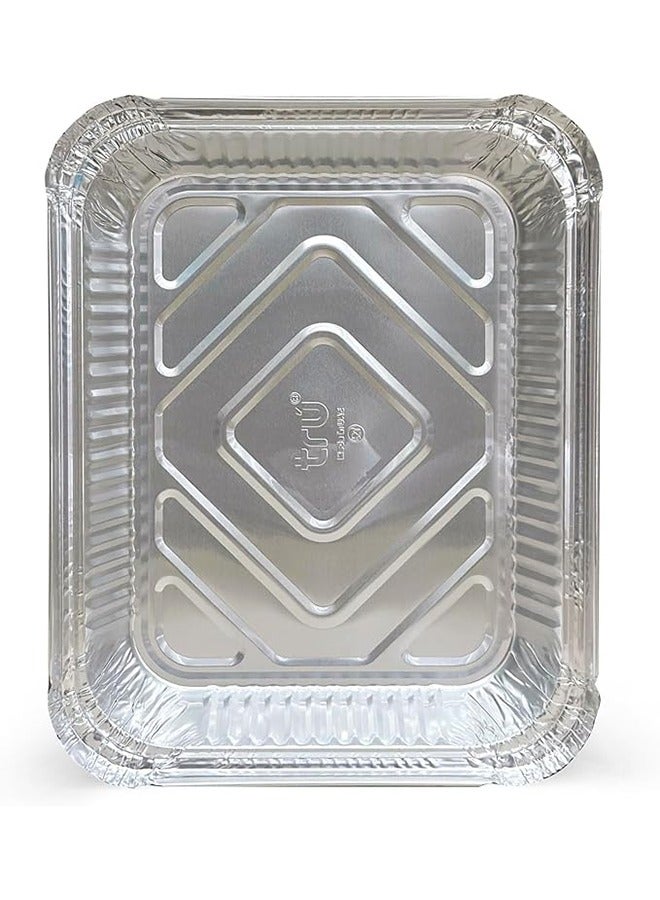 ترو Aluminum Containers with Lid - 83185, 10' Pcs  Size 19cmx26cmx6cm silver  - Image 2