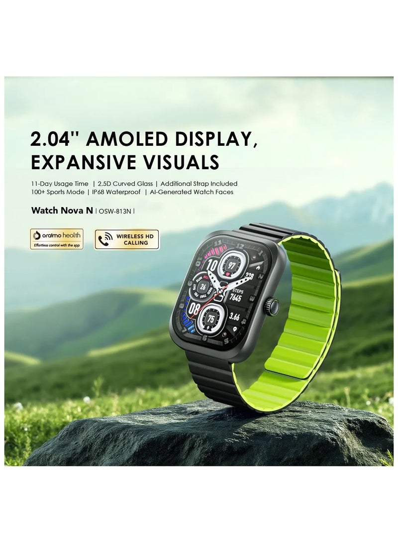 oraimo Watch Nova N 2.04''AMOLED 2.5D Smart Watch Green