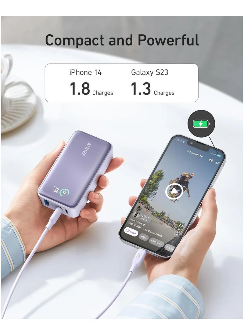 Anker 9800 mAh Power Bank, 533 (PowerCore 30W) With PD 30W Max Output, Power IQ 3.0 Portable Charger, Battery Pack For iPhone 14 Series, MacBook, Dell, Microsoft Surface, iPad Pro, And More - Purple  - Image 3