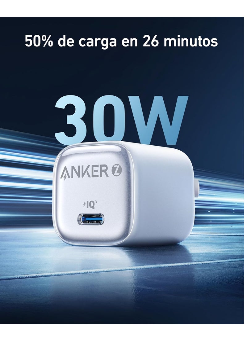 آنكر Zolo 1C Wall Charger Type-C 30W Fast Charging, Improved Temperature Control, Small Design And Charge 3X Faster, Compatible With iPhone, iPad, Samsung - White  - Image 2