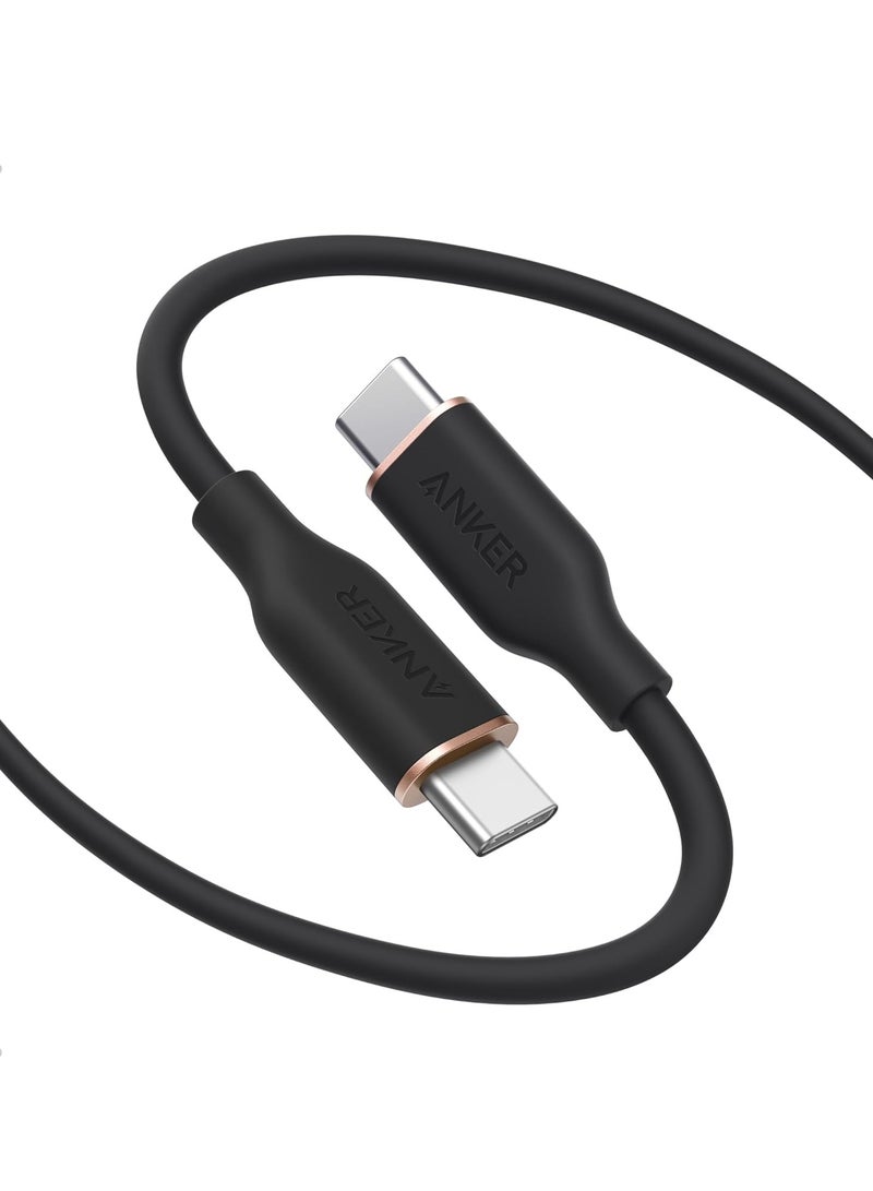 USB C Cable, 240W USB C to USB C Flow Cord, Type C Charger Fast Charging for iPhone 16 Series, MacBook Pro 2020, and More (USB 2.0, 6FT) - Black