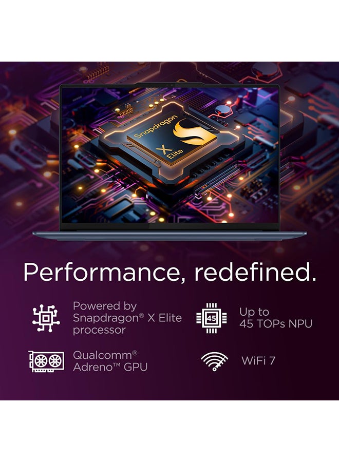 Lenovo Yoga Slim7 Laptop With CopilotAI 14.5-inch 3K OLED Touch Display, Snapdragon X Elite Processor/32GB RAM/1TB SSD/Intel UHD Graphics/Windows 11 English/Arabic Cosmic Blue  - Image 5