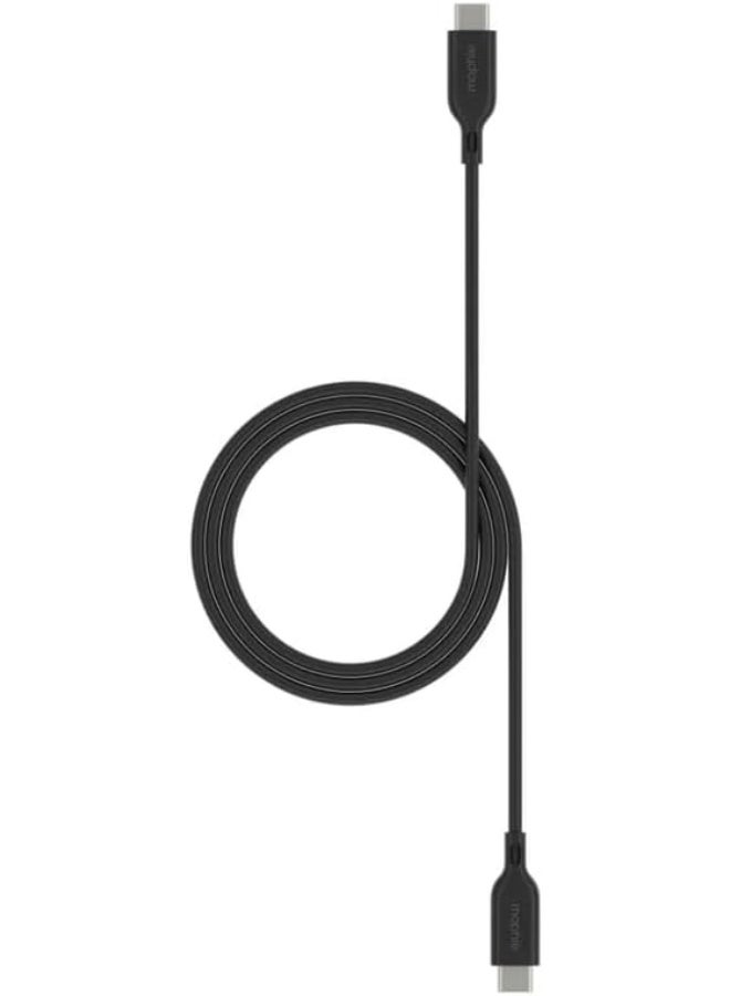 ZAGG Mophie Essentials USB-C to USB-C Cable (1M) – Fast Charging, Durable & Tangle-Free, High-Speed Data Transfer Black  - Image 1