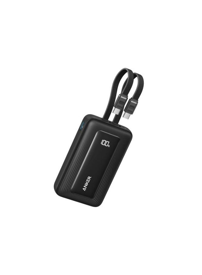 10000 mAh Anker Zolo Power Bank 10000mAh 35W with Built-in Dual USB-C Cables  - A1680H12 black