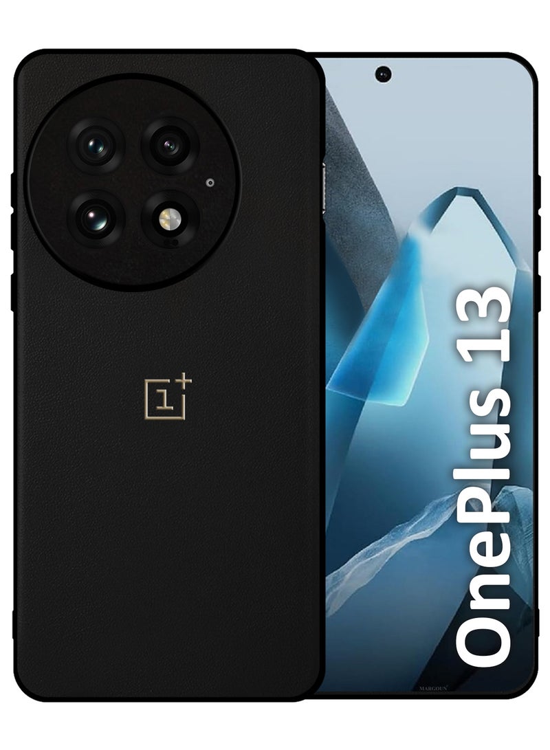 MARGOUN Case Cover for OnePlus 13 Premium Leather, Elegant Protection and Quad-Camera Precision Cutout - Black Black-1  - Image 1