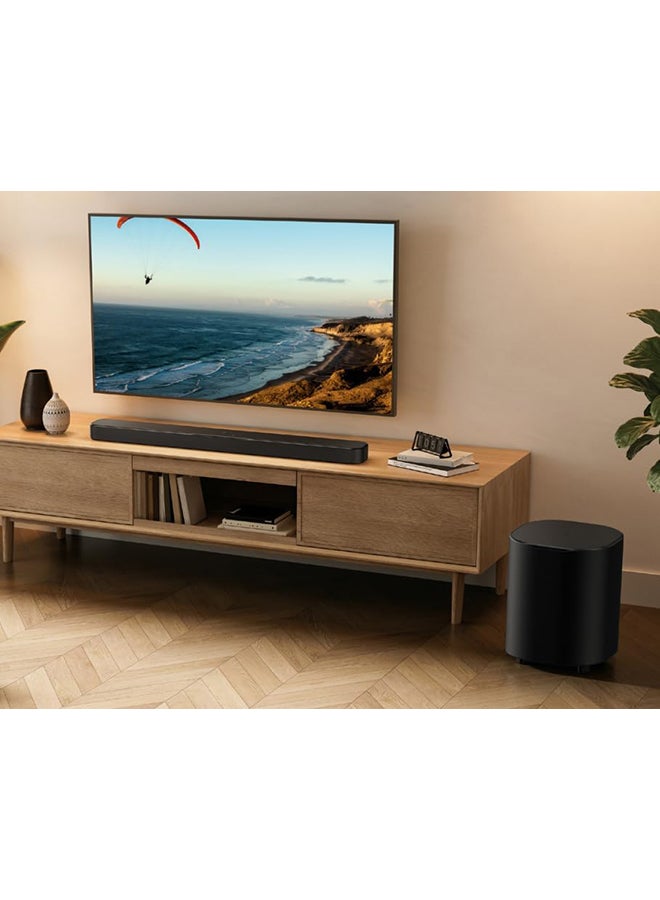 BAR 500MK2 5.1 Channel Soundbar with Dolby Atmos, 750W Output, 10” Wireless Subwoofer, MultiBeam 3.0, HDMI eARC, Bluetooth and Wi-Fi, Compatible with All TVs JBLBAR500M2 Black
