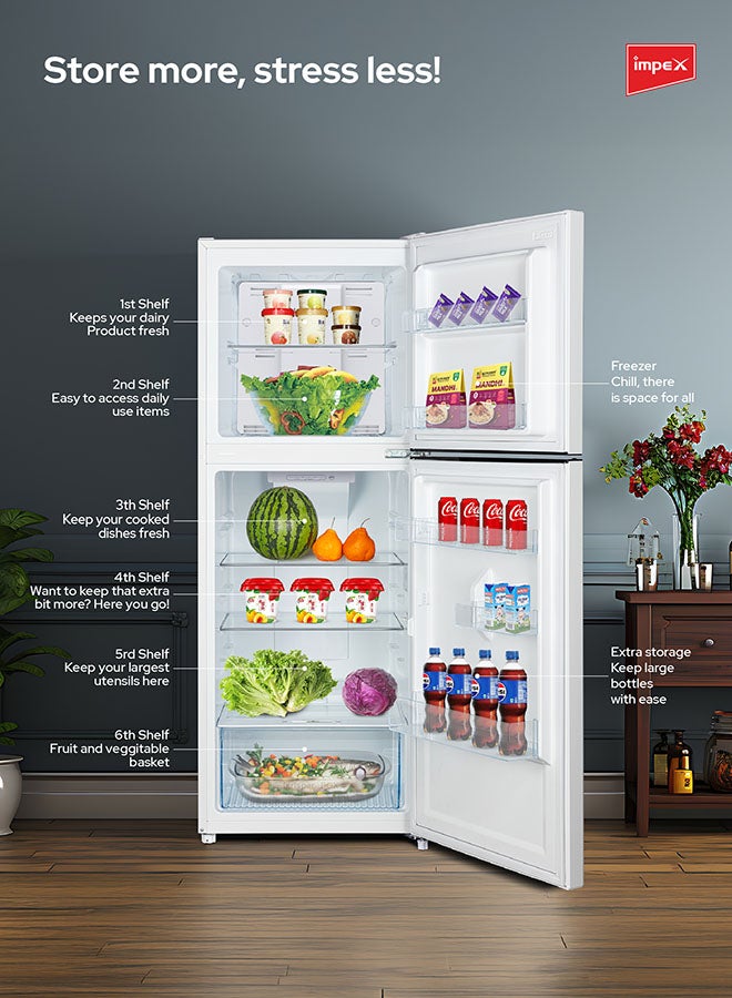 201L No Frost Double Door Refrigerator | Multi-Airflow Cooling System | Touch Control | Frameless Design | Reversible Door | LED Light | Eco-Friently | Large Capacity | IRF 200S Silver