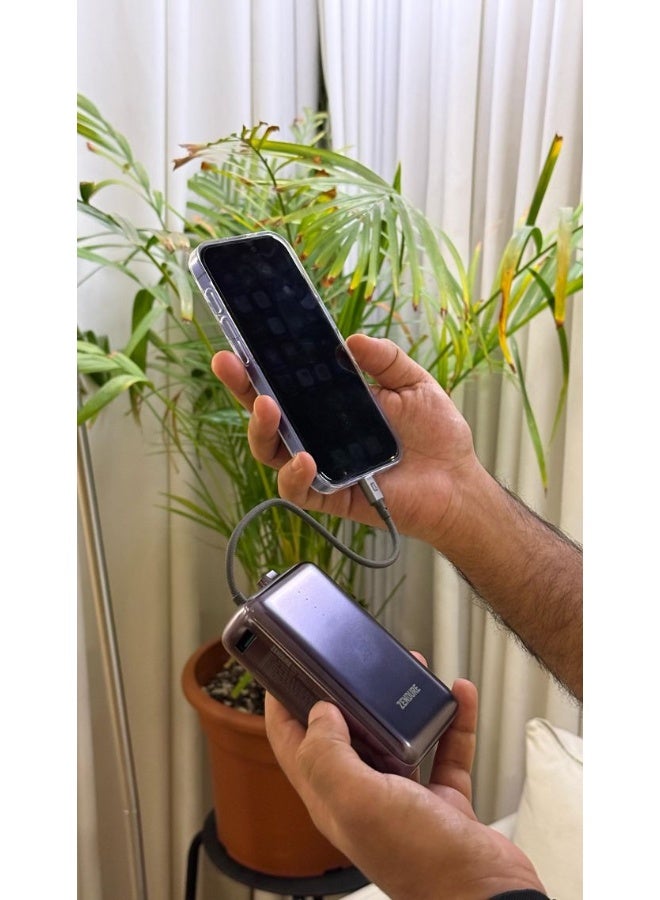 زينديور سوبر ميني برو باور بنك بسعة 20000 مللي أمبير 30 واط | كابل مدمج متين | شحن سريع لأجهزة ايفون و اندرويد | شاحن محمول مدمج للسفر | لون رمادي رمادي - Image 4