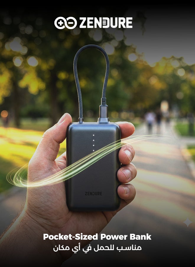 ZENDURE SuperMini Pro 20000mAh 30W Power Bank | Built-in Durable Cable | Fast Charging for iPhone & Android | Compact Travel Charger | Grey Grey - Image 5