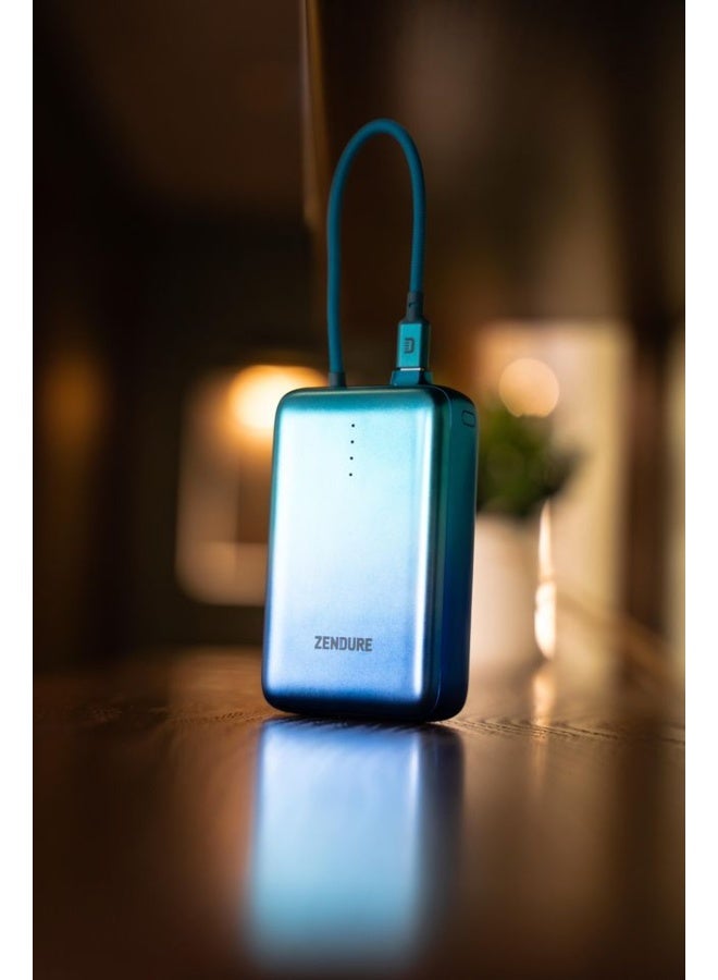 زينديور سوبر ميني برو باور بنك بسعة 20000 مللي أمبير 30 واط | كابل مدمج متين | شحن سريع لأجهزة ايفون و اندرويد | شاحن محمول مدمج للسفر | لون أزرق ازرق - Image 4