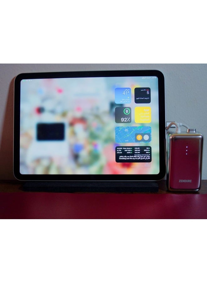 زينديور سوبر ميني برو باور بنك بسعة 10000 مللي أمبير 30 واط | كابل مدمج متين | شحن سريع لأجهزة ايفون و اندرويد | شاحن محمول مدمج للسفر | لون رمادي رمادي - Image 4
