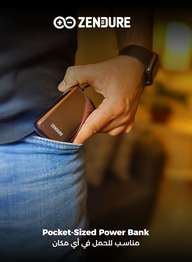 ZENDURE SuperMini Pro 10000mAh 30W Power Bank | Built-in Durable Cable | Fast Charging for iPhone & Android | Compact Travel Charger | Grey Grey - Image 5