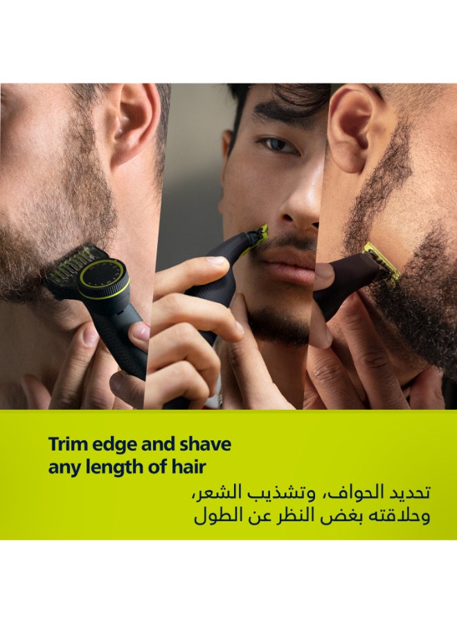 Philips Philips OneBlade Pro Face + Body QP6542/10, Hybrid Trimmer & Shaver with 12-Length Precision Comb, Waterproof, 90 Min Cordless Use black  - Image 3