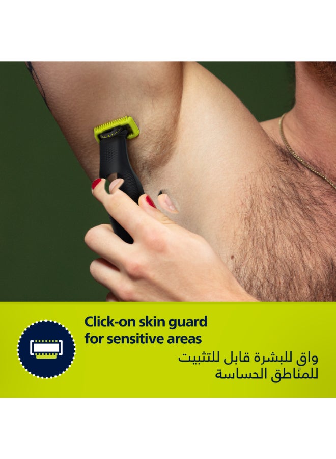 Philips Philips OneBlade Pro Face + Body QP6542/10, Hybrid Trimmer & Shaver with 12-Length Precision Comb, Waterproof, 90 Min Cordless Use black  - Image 4