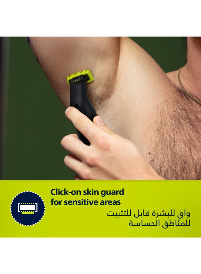 Philips OneBlade Pro Face + Body QP6542/10, Hybrid Trimmer And Shaver with 12-Length Precision Comb, Waterproof, 90 Min Cordless Use - Black - Image 4