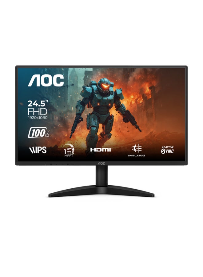 AOC 24.5" Inch FHD (1920x1080) IPS Gaming Monitor – 100Hz, 1ms MPRT, Adaptive Sync, Flicker-Free, Frameless Design, HDMI & VGA, VESA Mount, Tilt Adjustable - 25B36H | Black  - Image 1