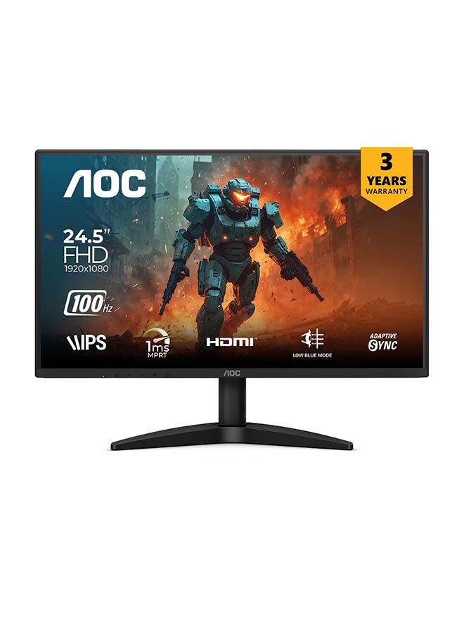 AOC 25 Inch FHD (1920x1080) IPS Gaming Monitor – 100Hz, 1ms MPRT, Adaptive Sync, Flicker-Free, Frameless Design, HDMI & VGA, VESA Mount, Tilt Adjustable - 25B36H Black - Image 2