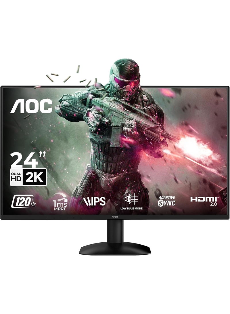 AOC Q24B35 24" QHD  (2560x1440) IPS Gaming Monitor 120Hz, 1ms MPRT, Adaptive Sync, HDMI 2.0 , Frameless Design, VESA Mount, Flicker-Free, Low Blue Light Black - Image 1
