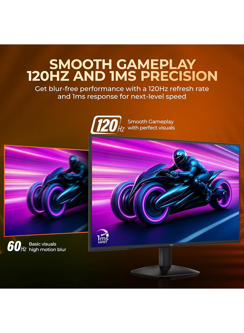 AOC Q24B35 24" QHD  (2560x1440) IPS Gaming Monitor 120Hz, 1ms MPRT, Adaptive Sync, HDMI 2.0 , Frameless Design, VESA Mount, Flicker-Free, Low Blue Light Black - Image 3