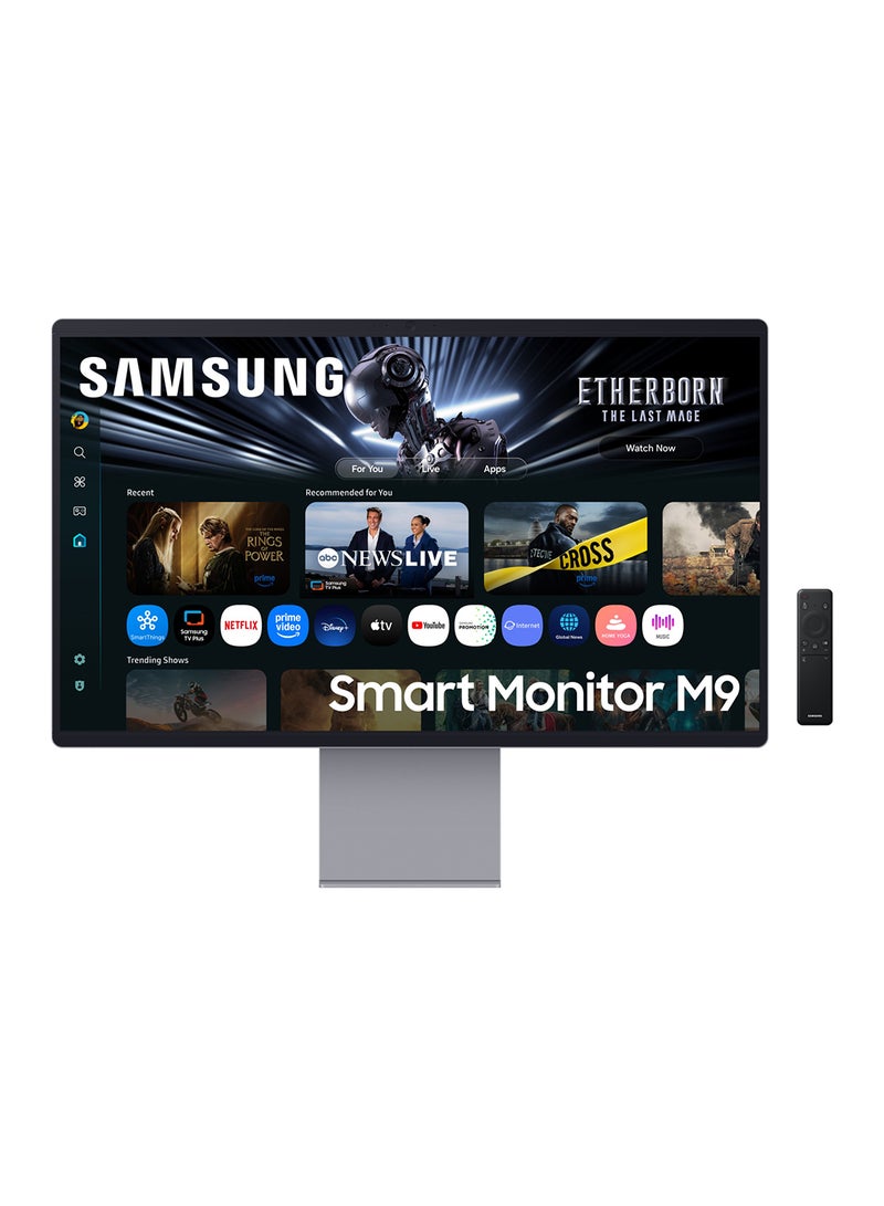 Samsung 32 Inch M9 4K QD-OLED Vision AI Smart Monitor, 165hz Refresh Rate & 0.03ms Response Time, Smart TV Apps, Vision AI, VESA DisplayHDR True Black 400, OLED Safeguard+, Logo &Taskbar Detection, Ask Copilot, Click to search, AI Upscaling pro, Voice Amplifier pro, SmartThings, AirPlay, Build In Camera LS32FM902SMXUE Grey - Image 1