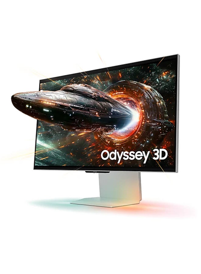 Samsung 27 Inch Odyssey 3D 4K G9 165Hz 1ms Gaming Monitor, Odyssey 3D Hub (AI 3D Video Coversion), Glass Free 3D, Spatial Audio, Edge Lighting, AMD FreeSync Premium, PLEASE REFER SYSTEM REQUIREMENT FOR USING Odyssey 3D Hub LS27FG900XMXUE Silver  - Image 1