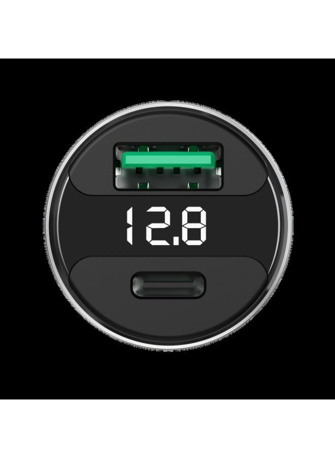 زينديور سوبر درايڤ شاحن سيارة بقوة 48 واط | منفذين (USB-C PD + USB-A QC3.0) | شحن سريع وآمن أثناء القيادة | مؤشر ضوئي LED اسود - Image 1