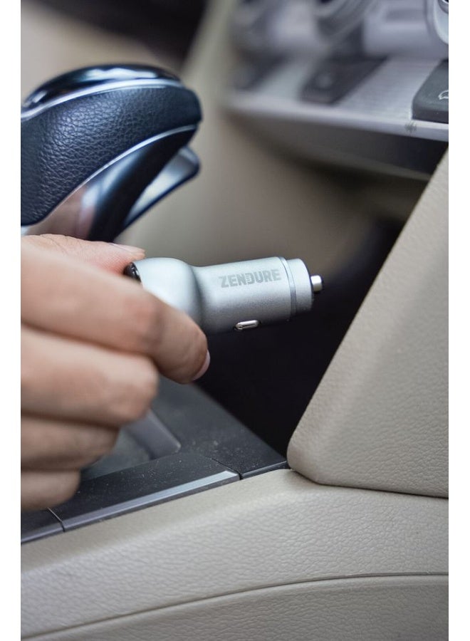 ZENDURE SuperDrive 48W Car Charger | Dual Port (USB-C PD + USB-A QC3.0) | Fast & Safe Car Charging Adapter | LED Indicator Silver - Image 2
