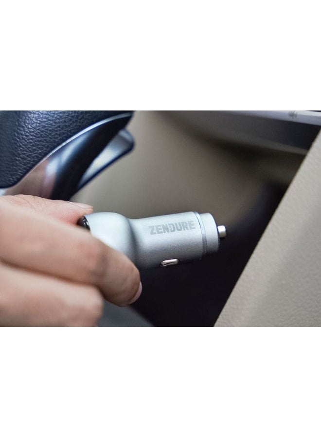 ZENDURE SuperDrive 48W Car Charger | Dual Port (USB-C PD + USB-A QC3.0) | Fast & Safe Car Charging Adapter | LED Indicator Silver - Image 1