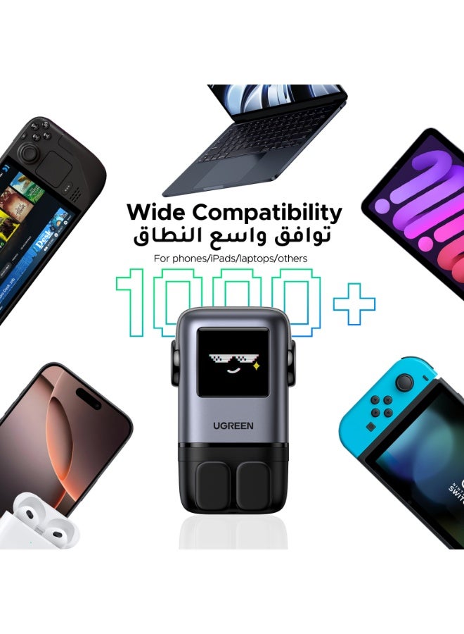 شاحن GaN إجمالي 200 وات 6C2A سريع يو إس بي تايب سي 100 وات بمخرج منفذ واحد محطة شحن مكتبية للكمبيوتر الشخصي حافظة من مادة مضادة للحريق حماية كاملة لمستخدمي أجهزة متعددة مناسب للمكتب والمنزل اسود