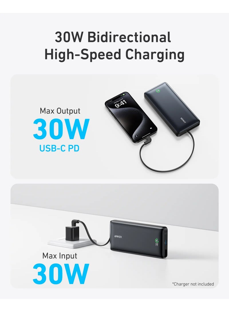 20000 mAh Anker Nano Power Bank 20,000 30W Built-In USB-C Cable | A1387H11 black - Image 3