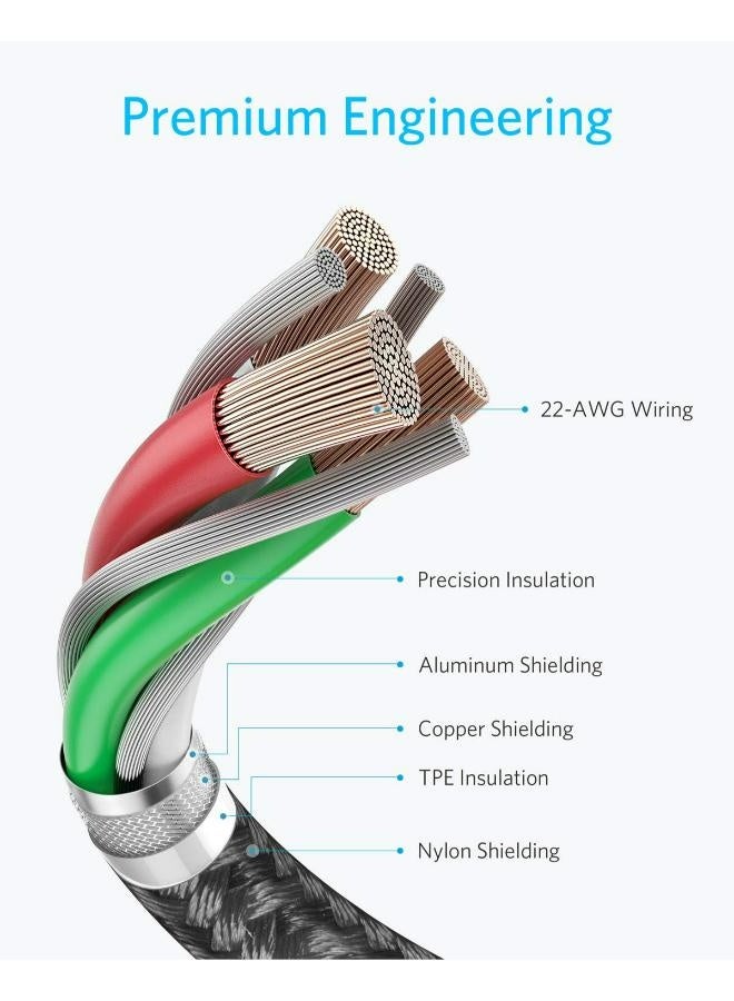 Anker 322 Ultra-Durable Cable USB-C to USB-C Cable ( 3.3 ft Braided ) 60W USB C PD Fast Charging Cable for Apple, Samsung, Google, and more - Black - Image 5