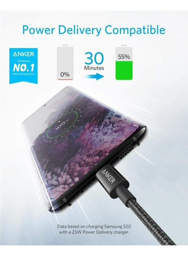 Anker 322 Ultra-Durable Cable USB-C to USB-C Cable ( 3.3 ft Braided ) 60W USB C PD Fast Charging Cable for Apple, Samsung, Google, and more - Black - Image 3