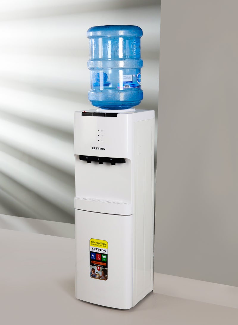 KRYPTON Water Dispenser with Cabinet – 3 Taps (Hot, Cold, Normal) | Fast Compressor Cooling with R134a Refrigerant Food-Grade Stainless Steel Tank Durable ABS Plastic & Metal Body Built-In Child Safety Lock KNWD6076 white - Image 5