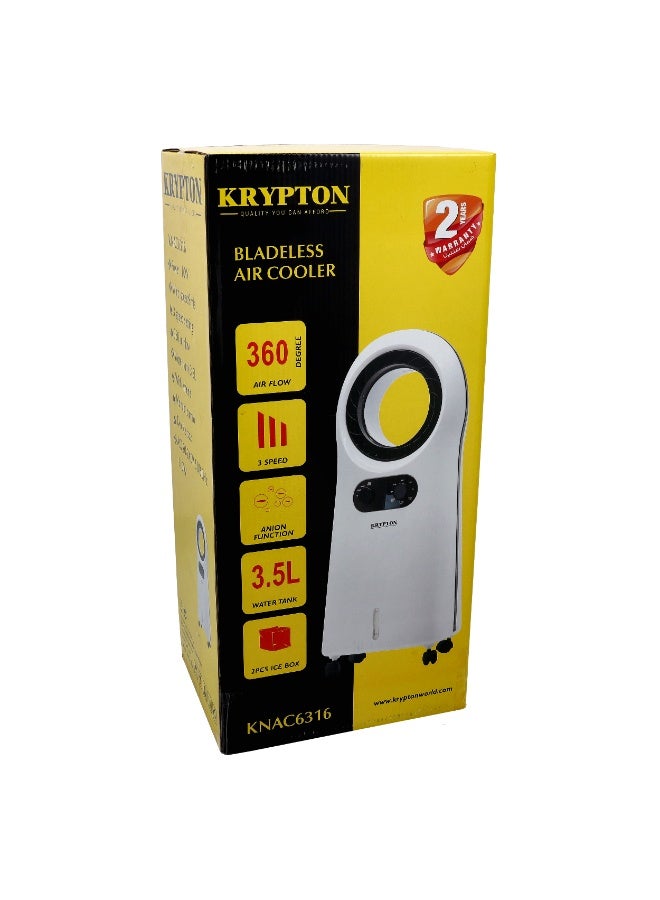 KRYPTON Portable Air Cooler | 2-in-1 Evaporative Cooler & Humidifier | 3-Speed Fan, 3.5L Water Tank with Ice Box, Anion Function, Bladeless Design, Low Noise | Ideal for Home & Office 3.5 L 65 W KNAC6316 White & Black  - Image 5