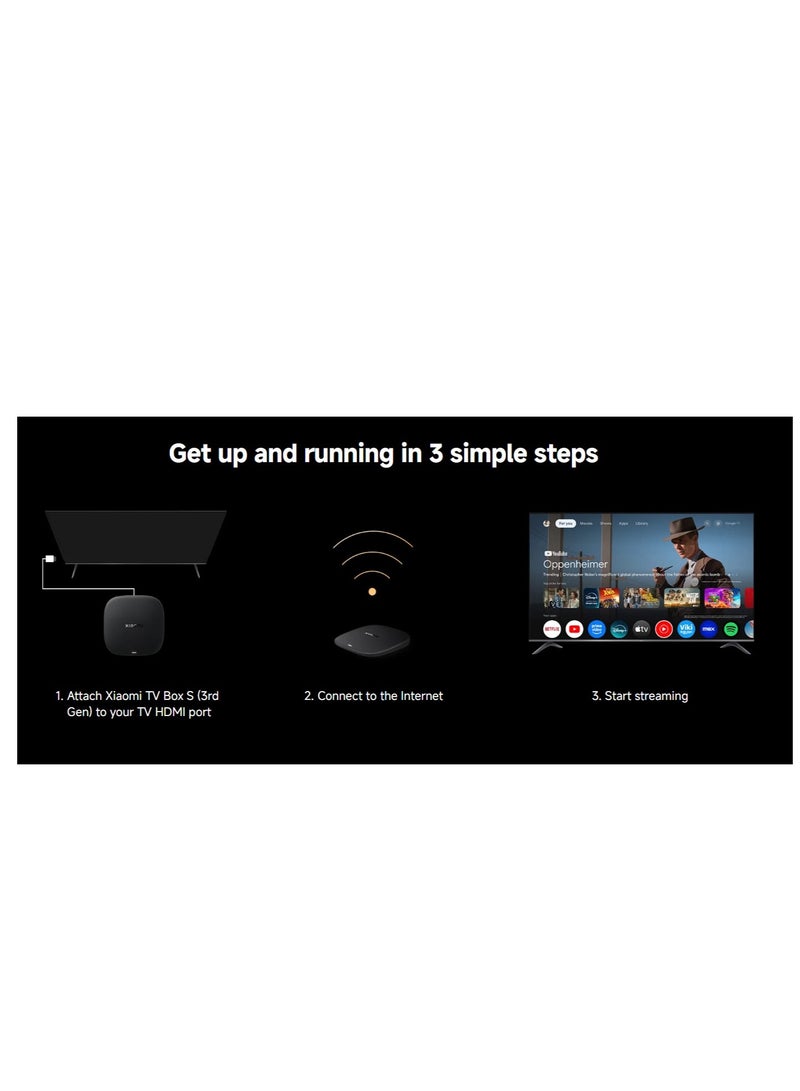 Xiaomi TV Box S 3rd Gen - 4K UHD, Google TV, 32GB Memory, Dolby Vision & Atmos, WiFi 6, HDMI 2.1, Fast Streaming, Compact and Powerful black - Image 4