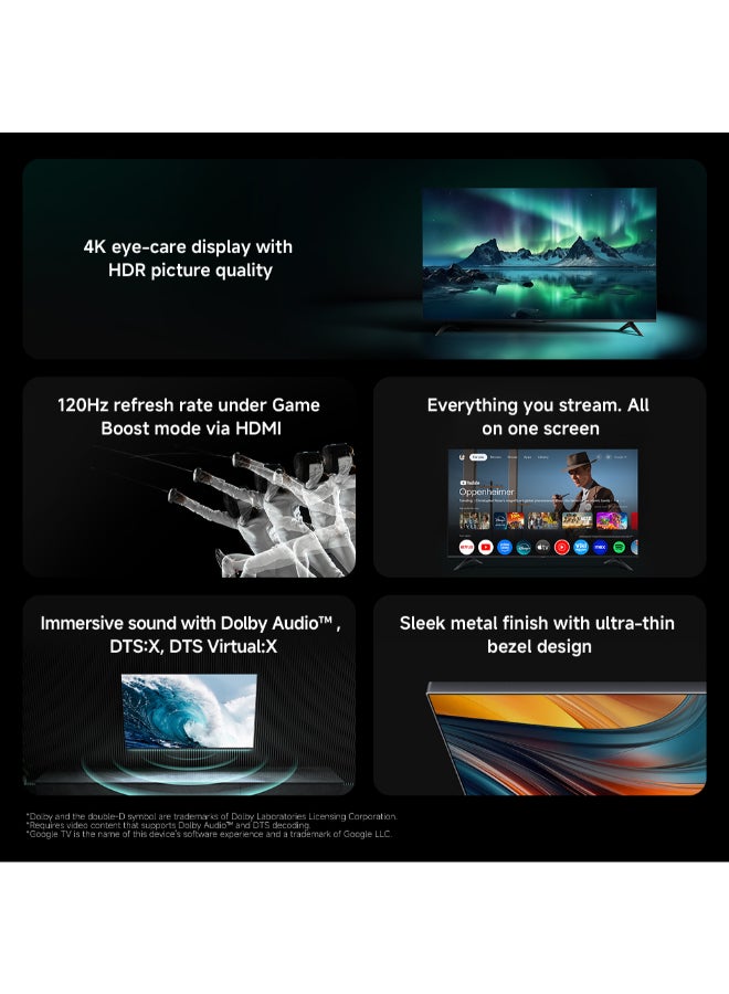 شاومي Xiaomi TV A 65 2026 Google TV™ 4K UHD image quality, Dolby Audio & DTS:X, Metallic design Epitome of quality, Game Boost mode 120Hz L65MB-AME black - Image 2