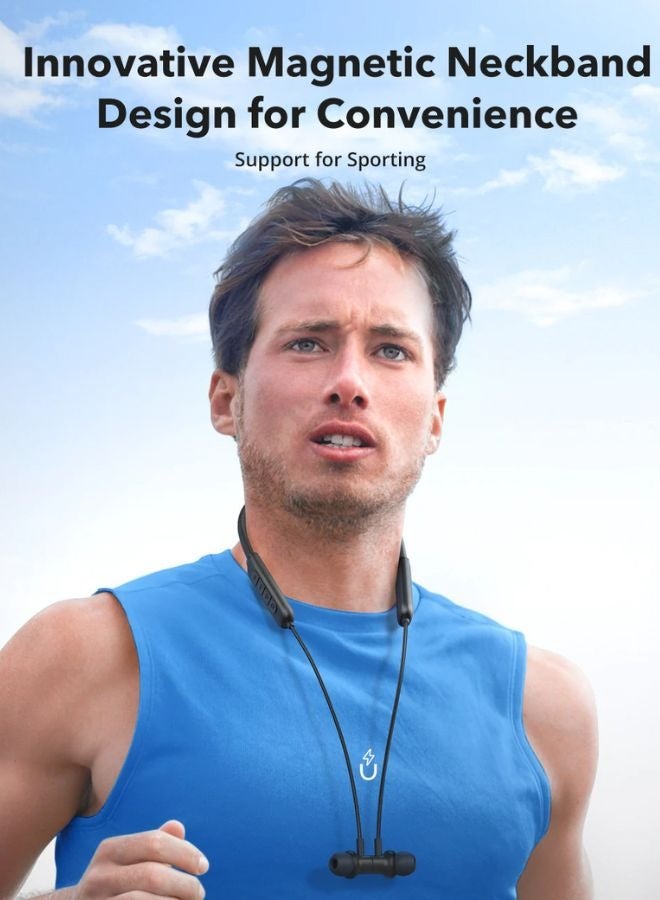 RAVPOWER Bluetooth Neckband Earphones, 40Hrs Playtime, Bluetooth 5.2, Call Noise Reduction, Sweat And Waterproof, 10mm Drivers, 3D HiFi Sound, Magnetic Switch, Ergonomic Design, BH1008 - Black - Image 5