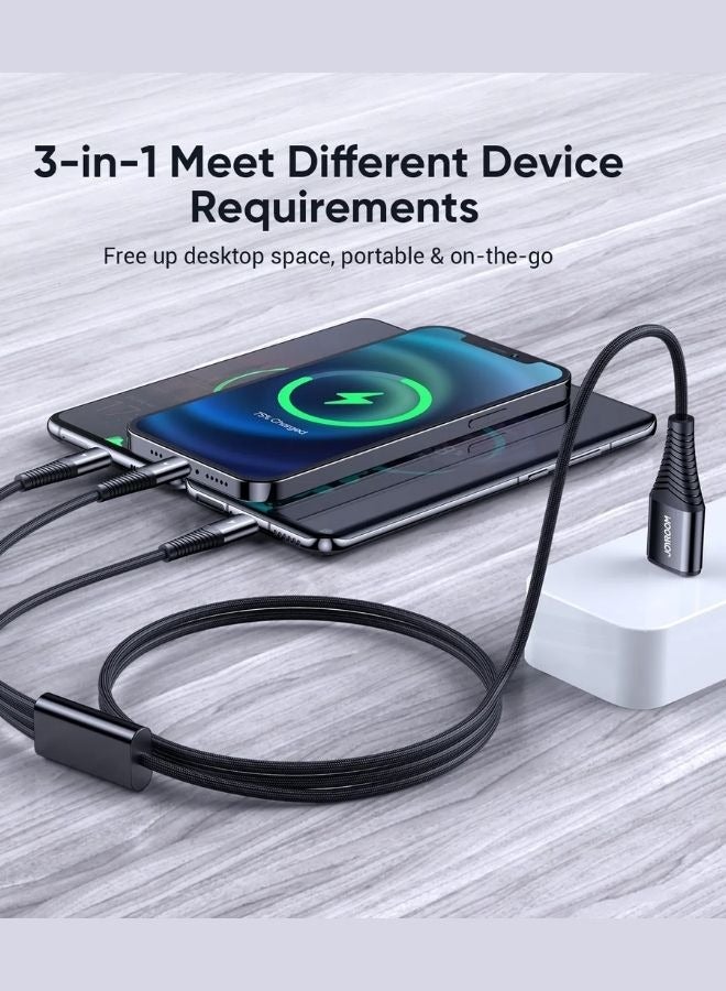 جوي روم 2-Pack Fast Charging Braided 3 In 1 USB Cable Black - Image 3