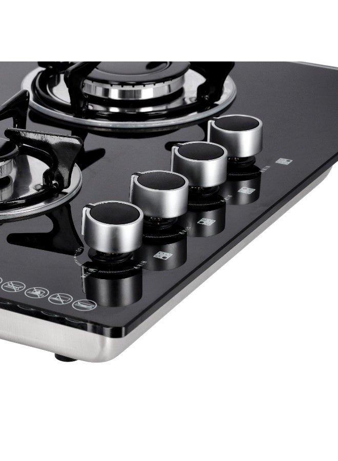 Olsenmark 2-in-1 Built-in Gas Hob - 8mm Tempered Glass Top | Brass Burner - Auto-Ignition - Thick Pan Support | Bakelite Knobs | Low Gas Consumption OMCH1823 black  - Image 4