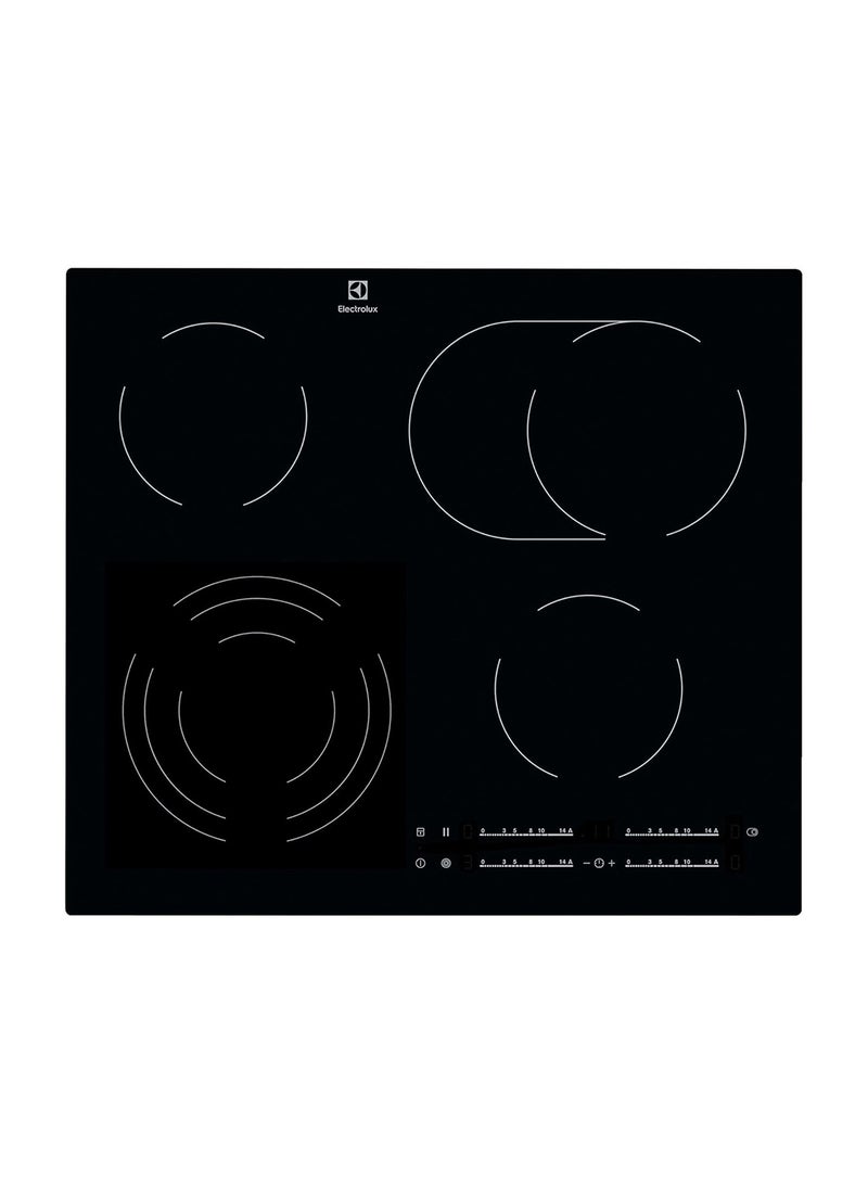 Electrolux 60cm Built-in Ceramic Hob, Radiant Hob with 4 Cooking Zones, Stop + Go' function, Auto Heat-up, MultiZone, EcoTimer & Smooth Easy to Clean Glass Surface EHR64441CK Black - Image 1