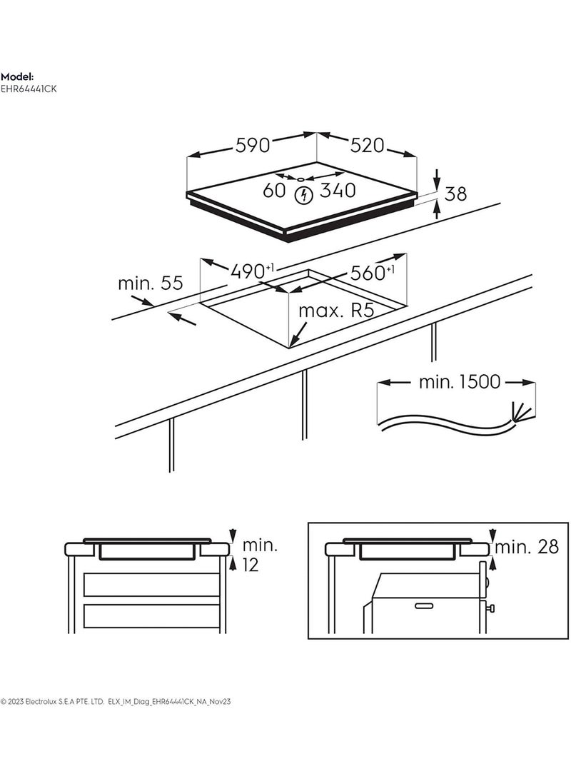 Electrolux 60cm Built-in Ceramic Hob, Radiant Hob with 4 Cooking Zones, Stop + Go' function, Auto Heat-up, MultiZone, EcoTimer & Smooth Easy to Clean Glass Surface EHR64441CK Black - Image 2